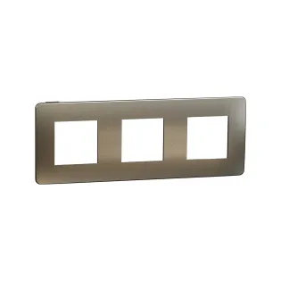 Schneider Electric NU280652M, Unica Studio Color Metal, Bronz Yüzeyli, Antrasit Kenarlıklı, Üçlü Çerçeve