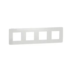 Schneider Electric NU280818, Unica Studio Color, Beyaz Yüzeyli, Beyaz Kenarlıklı, Dörtlü Çerçeve