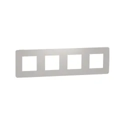 Schneider Electric NU280824, Unica Studio Color, Açık Gri Yüzeyli, Beyaz Kenarlıklı, Dörtlü Çerçeve