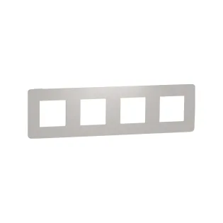 Schneider Electric NU280824, Unica Studio Color, Açık Gri Yüzeyli, Beyaz Kenarlıklı, Dörtlü Çerçeve