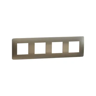 Schneider Electric NU280851M, Unica Studio Color Metal, Bronz Yüzeyli, Krem Kenarlıklı, Dörtlü Çerçeve