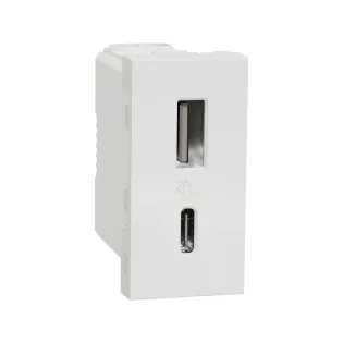 Schneider Electric NU301618, Unica, Beyaz, USB Priz, 2.4 Amper, 15W, Type A+C, İkili, 1 Modül