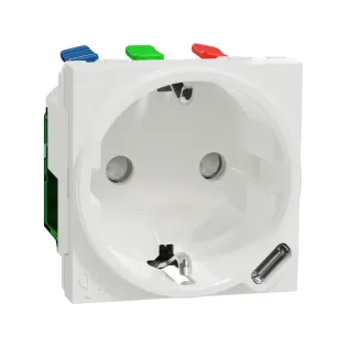 Schneider Electric NU301718, Unica, Beyaz, Topraklı Priz ve USB Priz, Çocuk Korumalı, Type-C, 2 Modül