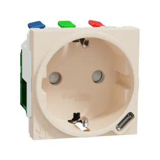Schneider Electric NU301744, Unica, Krem, Topraklı Priz ve USB Priz, Çocuk Korumalı, Type-C, 2 Modül