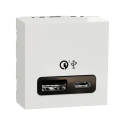 Schneider Electric NU301918, Unica, Beyaz, USB Priz, 2.4 Amper, 18W, Type A+C, İkili, 2 Modül