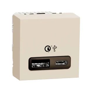 Schneider Electric NU301944, Unica, Krem, USB Priz, 2.4 Amper, 18W, Type A+C, İkili, 2 Modül