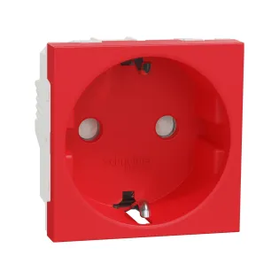Schneider Electric NU303703, Unica, Kırmızı, Topraklı Priz, Çocuk Korumalı, Vida Bağlantılı, 2 Modül