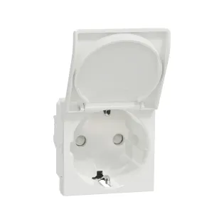 Schneider Electric NU303718TA, Unica, Beyaz, Topraklı Priz, Kapaklı, Çocuk Korumalı, 2 Modül