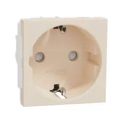 Schneider Electric NU303744, Unica, Krem, Topraklı Priz, Çocuk Korumalı, Vida Bağlantılı, 2 Modül