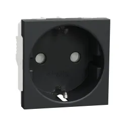 Schneider Electric NU303754, Unica, Antrasit, Topraklı Priz, Çocuk Korumalı, Vida Bağlantılı, 2 Modül