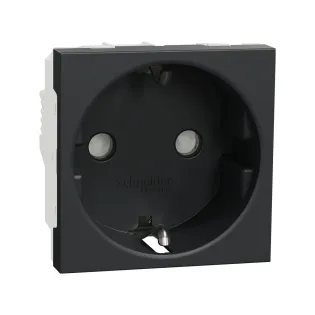 Schneider Electric NU303754, Unica, Antrasit, Topraklı Priz, Çocuk Korumalı, Vida Bağlantılı, 2 Modül