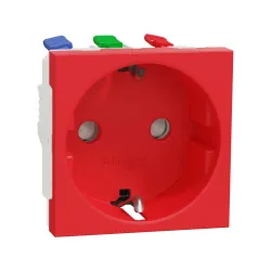 Schneider Electric NU305703, Unica, Kırmızı, Topraklı Priz, Çocuk Korumalı, Hızlı Bağlantılı, 2 Modül