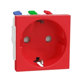 Schneider Electric NU305703, Unica, Kırmızı, Topraklı Priz, Çocuk Korumalı, Hızlı Bağlantılı, 2 Modül