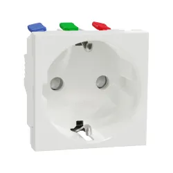 Schneider Electric NU305718, Unica, Beyaz, Topraklı Priz, Çocuk Korumalı, Hızlı Bağlantılı, 2 Modül