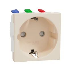 Schneider Electric NU305744, Unica, Krem, Topraklı Priz, Çocuk Korumalı, Hızlı Bağlantılı, 2 Modül