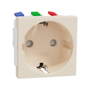 Schneider Electric NU305744, Unica, Krem, Topraklı Priz, Çocuk Korumalı, Hızlı Bağlantılı, 2 Modül