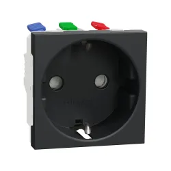 Schneider Electric NU305754, Unica, Antrasit, Topraklı Priz, Çocuk Korumalı, Hızlı Bağlantılı, 2 Modül