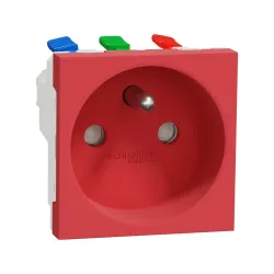 Schneider Electric NU305903, Unica, Kırmızı, UPS Priz, Çocuk Korumalı, Hızlı Bağlantılı, 2 Modül