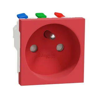 Schneider Electric NU305903, Unica, Kırmızı, UPS Priz, Çocuk Korumalı, Hızlı Bağlantılı, 2 Modül