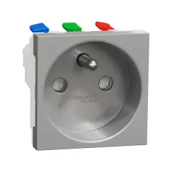 Schneider Electric NU305930, Unica, Alüminyum, UPS Priz, Çocuk Korumalı, Hızlı Bağlantılı, 2 Modül