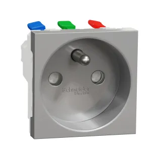 Schneider Electric NU305930, Unica, Alüminyum, UPS Priz, Çocuk Korumalı, Hızlı Bağlantılı, 2 Modül