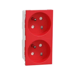 Schneider Electric NU306103, Unica, Kırmızı, UPS Priz, Çocuk Korumalı, İkili, 4 Modül