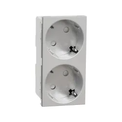 Schneider Electric NU306630, Unica, Alüminyum, Topraklı Priz, Çocuk Korumalı, İkili, 4 Modül