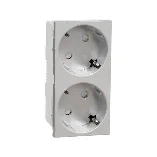 Schneider Electric NU306630, Unica, Alüminyum, Topraklı Priz, Çocuk Korumalı, İkili, 4 Modül