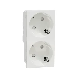 Schneider Electric NU306718A, Unica, Beyaz, Topraklı Priz, Çocuk Korumalı, İkili, Vida Bağlantılı, İzoleli, 4 Modül