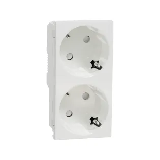 Schneider Electric NU306718A, Unica, Beyaz, Topraklı Priz, Çocuk Korumalı, İkili, Vida Bağlantılı, İzoleli, 4 Modül