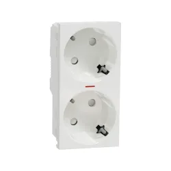 Schneider Electric NU306718AS, Unica, Beyaz, Topraklı Priz, Çocuk Korumalı, İkili, Vida Bağlantılı, Işıklı, 4 Modül