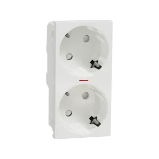 Schneider Electric NU306718AS, Unica, Beyaz, Topraklı Priz, Çocuk Korumalı, İkili, Vida Bağlantılı, Işıklı, 4 Modül