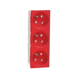 Schneider Electric NU307103, Unica, Kırmızı, UPS Priz, Çocuk Korumalı, Üçlü, 6 Modül