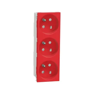 Schneider Electric NU307103, Unica, Kırmızı, UPS Priz, Çocuk Korumalı, Üçlü, 6 Modül