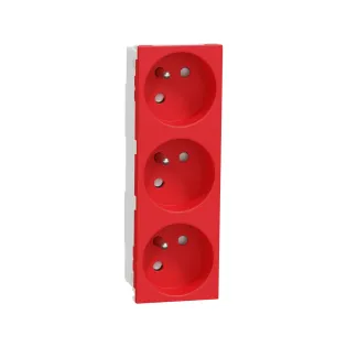 Schneider Electric NU307903, Unica, Kırmızı, UPS Priz, Çocuk Korumalı, Üçlü, 6 Modül