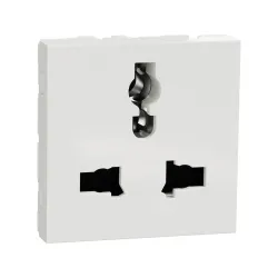 Schneider Electric NU308418, Unica, Beyaz, Topraklı Universal Priz, Çocuk Korumalı, 2 Modül