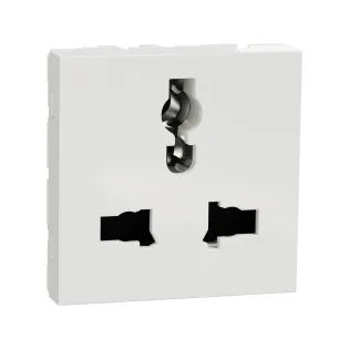 Schneider Electric NU308418, Unica, Beyaz, Topraklı Universal Priz, Çocuk Korumalı, 2 Modül