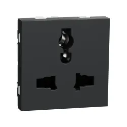 Schneider Electric NU308454, Unica, Antrasit, Topraklı Universal Priz, Çocuk Korumalı, 2 Modül
