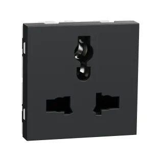 Schneider Electric NU308454, Unica, Antrasit, Topraklı Universal Priz, Çocuk Korumalı, 2 Modül
