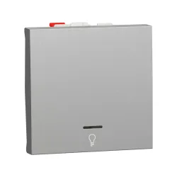 Schneider Electric NU320630LN, Unica, Alüminyum, Liht Butonu, Işıklı, Lamba İşaretli, 2 Modül