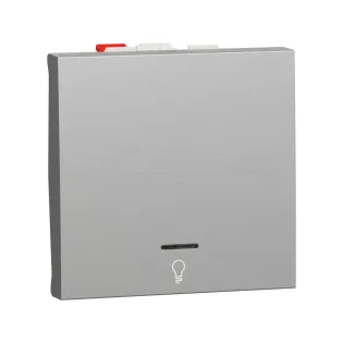 Schneider Electric NU320630LN, Unica, Alüminyum, Liht Butonu, Işıklı, Lamba İşaretli, 2 Modül