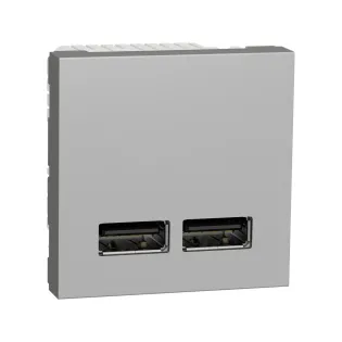 Schneider Electric NU341830, Unica, Alüminyum, USB Priz, 2.1 Amper, 10.5W, Type A+A, İkili, 2 Modül