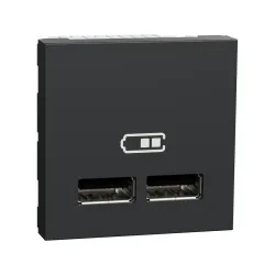 Schneider Electric NU341854, Unica, Antrasit, USB Priz, 2.1 Amper, 10.5W, Type A+A, İkili, 2 Modül