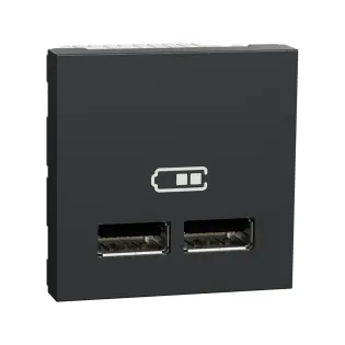 Schneider Electric NU341854, Unica, Antrasit, USB Priz, 2.1 Amper, 10.5W, Type A+A, İkili, 2 Modül