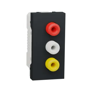 Schneider Electric NU343154, Unica, Antrasit, 3 RCA Konnektörlü Priz, 1 Modül