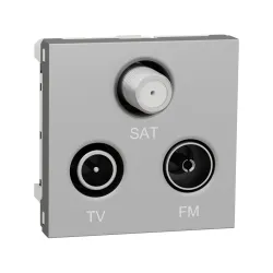 Schneider Electric NU345030, Unica, Alüminyum, R-TV, FM ve SAT Prizi, 2 Modül