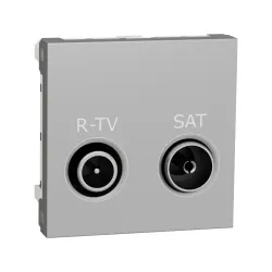 Schneider Electric NU345430, Unica, Alüminyum, R-TV ve SAT Prizi, 2 Modül