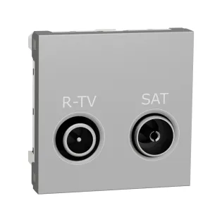 Schneider Electric NU345430, Unica, Alüminyum, R-TV ve SAT Prizi, 2 Modül