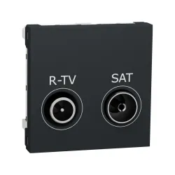 Schneider Electric NU345554, Unica, Antrasit, R-TV ve SAT Prizi, Sonlu, 2 Modül