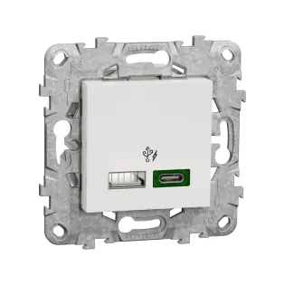 Schneider Electric NU501318, Unica, Beyaz, USB Priz, 3 Amper, 45W, Type A+C, İkili, 2 Modül, Montaj Plakalı